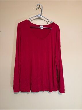 Soma Long-Sleeve Scoop Neck Tee - Crimson Red